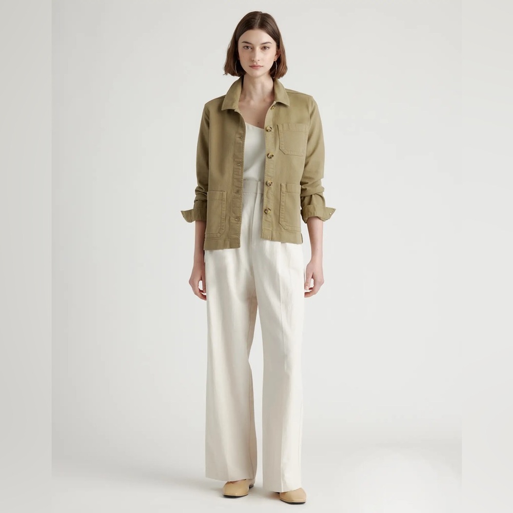 Quince Comfort Stretch Chore Jacket, olive green, Medium